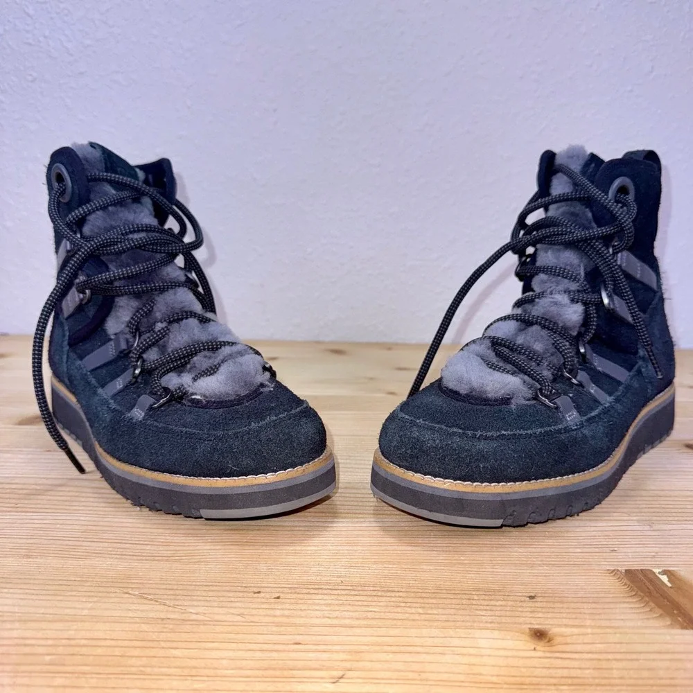 Cole‎ Haan ZeroGrand Shearling Lined Suede Boots Black Women's 7.5B